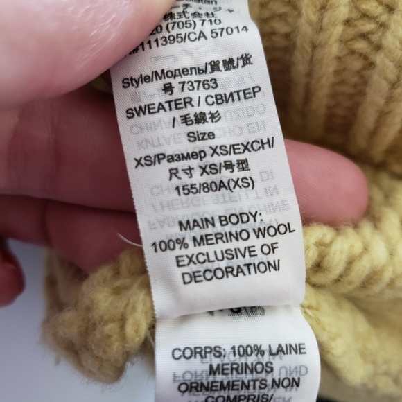 Tory Burch Sport NWT Women's XS 100% Merino Wool Fair Isle Sweater Jojoba Yellow - Picture 6 of 8